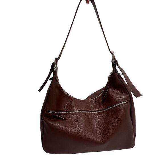 Longchamp Pebbled Genuine Leather Shoulder Bag Crossbody Brown 15X 10 Medium - Picture 2 of 12